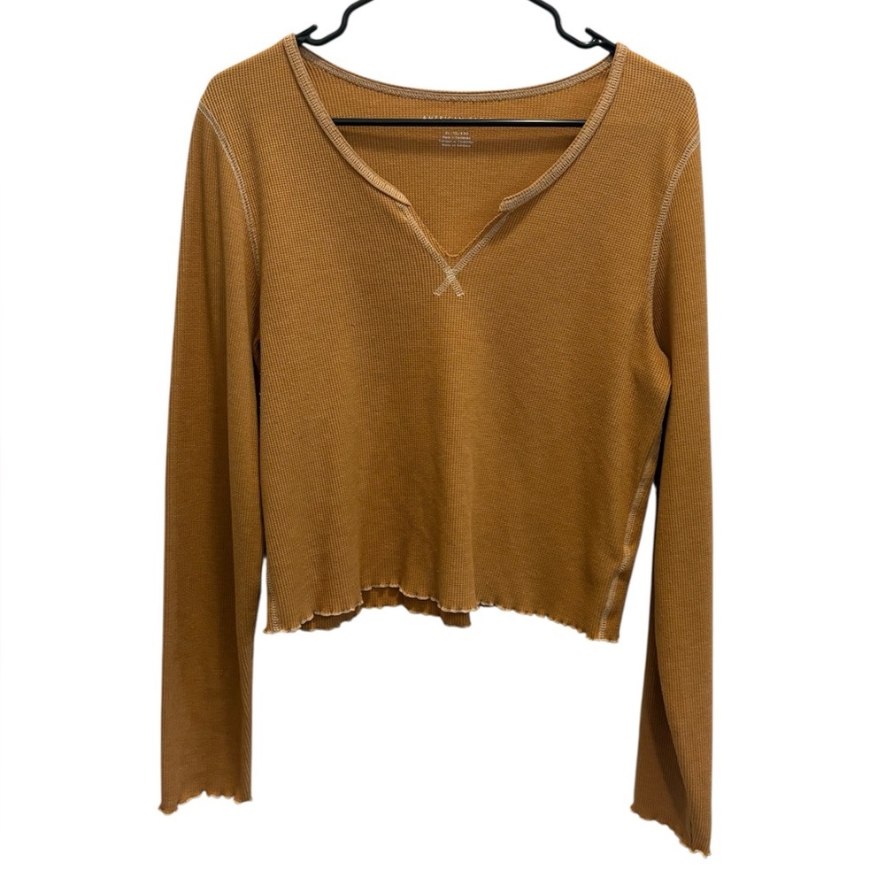 American Eagle waffle cropped Henley long sleeve #33